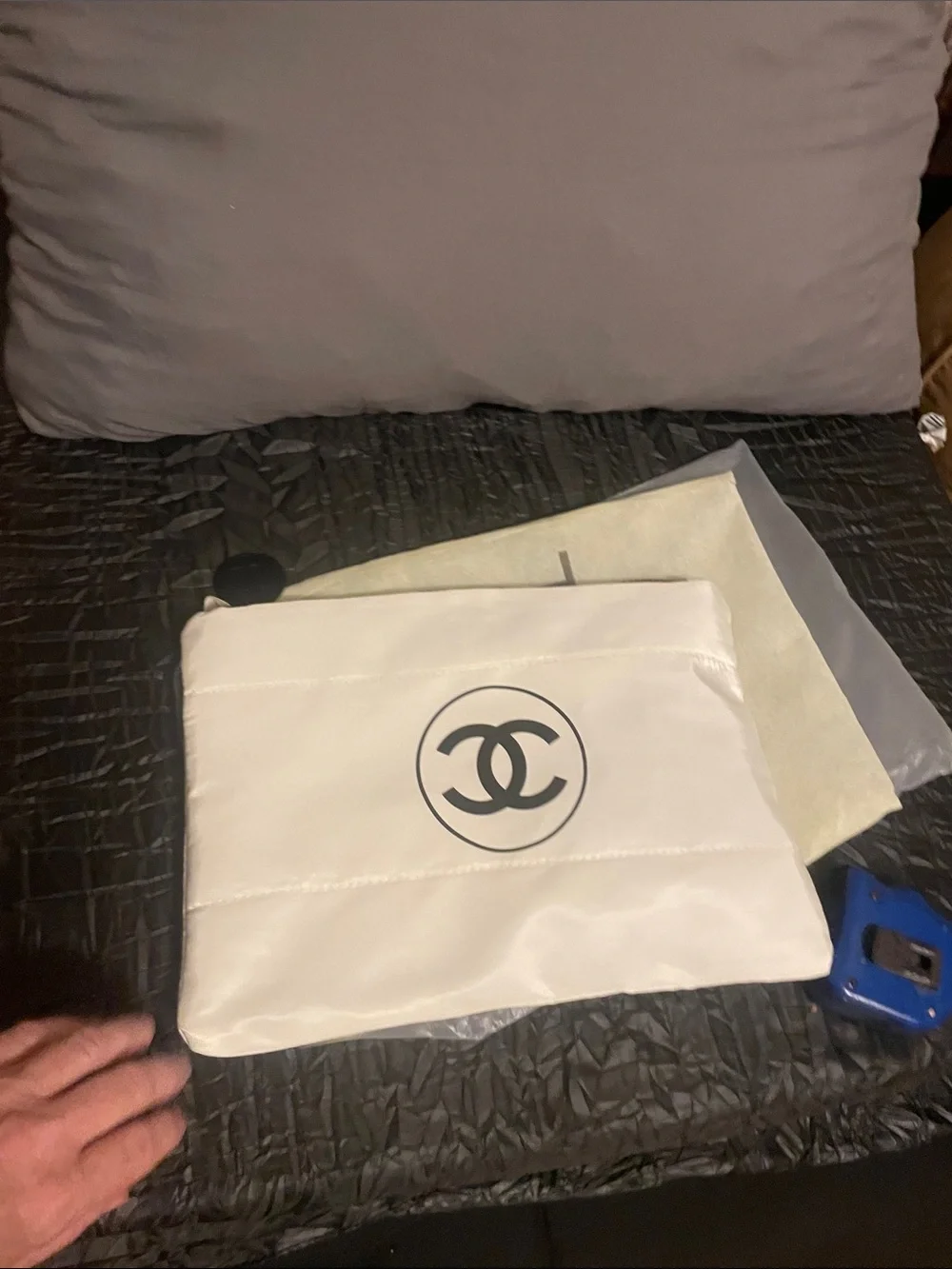 GWP White and Black Logo Zip Pouch